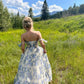 Besonderes Chiffon-A-Linien-Ballkleid mit Blumenmuster fg4817