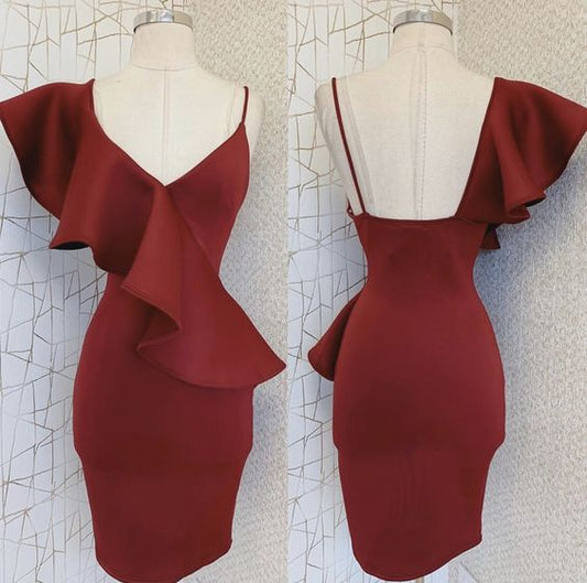 Dunkelrotes Homecoming-Partykleid fg4036
