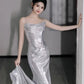Silver Sequin Mermaid Long Prom Dress Sexy Evening Dresses   fg7666