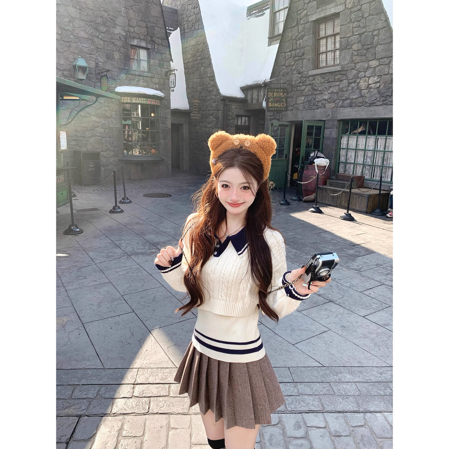 Preppy style autumn/winter suit, polo sweater, knitwear   A74