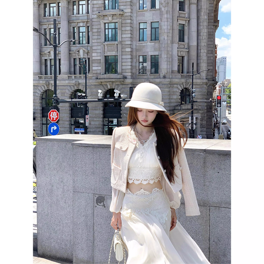 Exquisite lace top and long skirt set  A152
