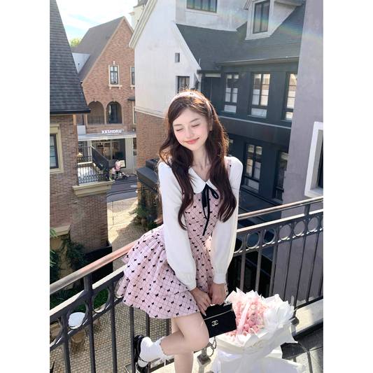 Sweet pink cake dress, autumn/winter birthday skirt  A08