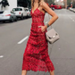 Classy Sheath Spaghetti Straps Red Lace Prom Dresses Summer Wedding Guest Dresses Wedding Guest Outfits  fg8562