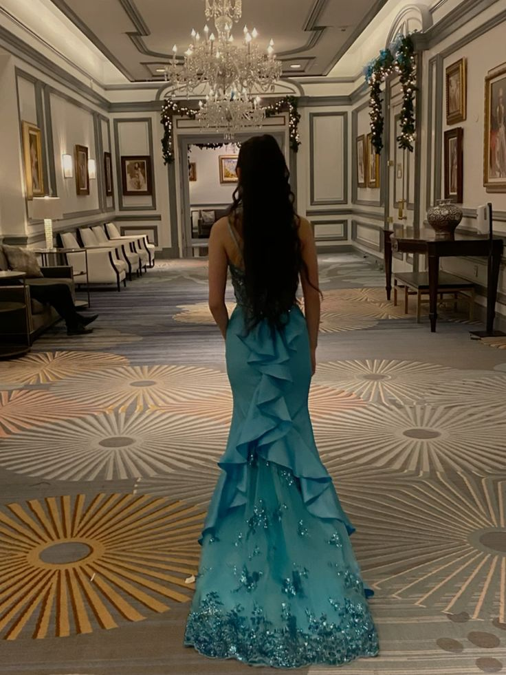 Peacock Blue Party Dress Mermaid Prom Dress Evening Dress Graduation Dress fg8426