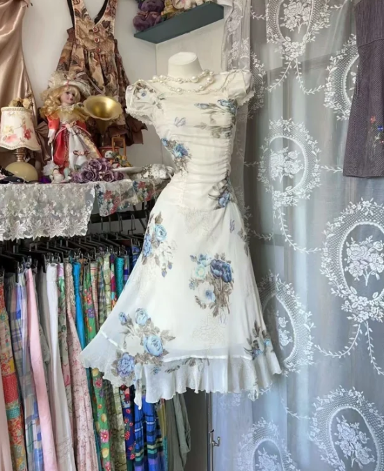 Chiffon Floral Prom Dress 22nd Birthday Outfit Formal Event Dress fg8328