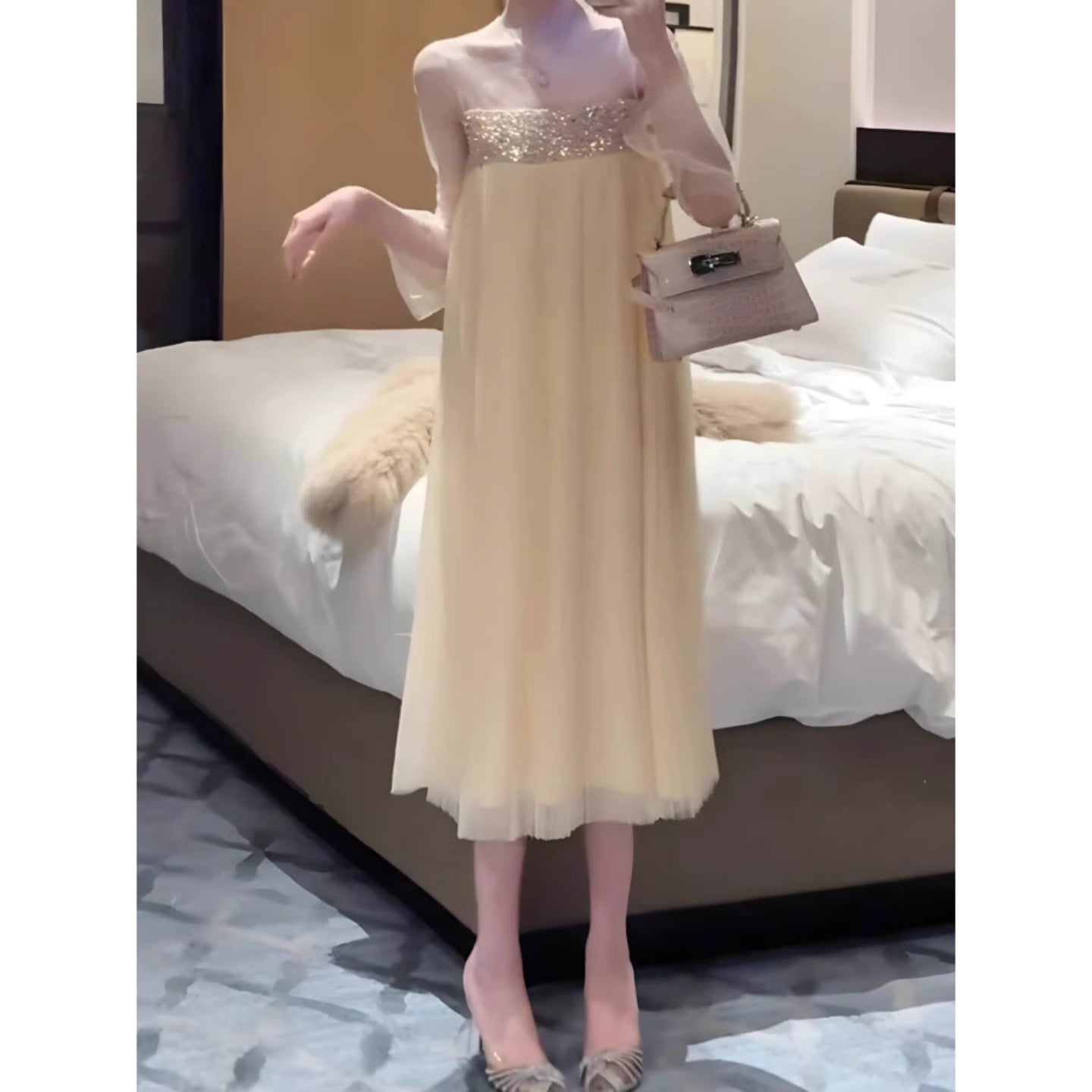 Buntes Meerjungfrau-Partykleid mit Pailletten und langen Abschlusskleidern fg8362