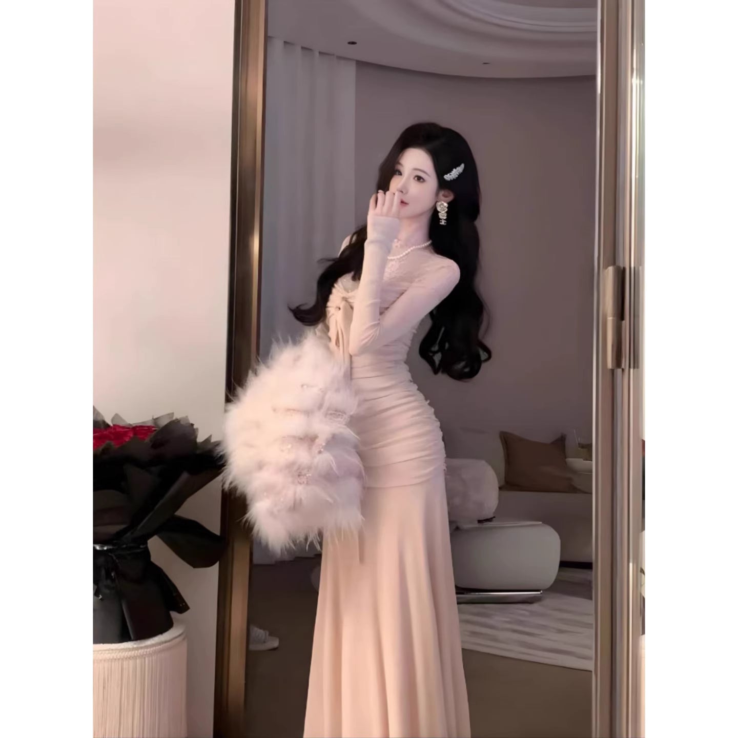 Robe de soirée longue sirène colorée à paillettes, tenue de remise de diplôme fg8362