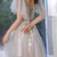A-line Short Silver Homecoming Dress with Flutter Sleeves      fg3735