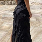 black sexy long prom dress     fg3794