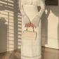 Elegant White Midi Dress Office Lady Long Sleeve Sexy Beach Party Bodycon Dress        fg5417