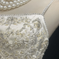 White Elegant Wedding Dress With Beads Flowers Satin Wedding Gowns  fg8593