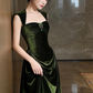 Green Velvet Sweetheart Long Prom Dress, Green Velvet Wedding Party Dress Formal Dress  fg8721