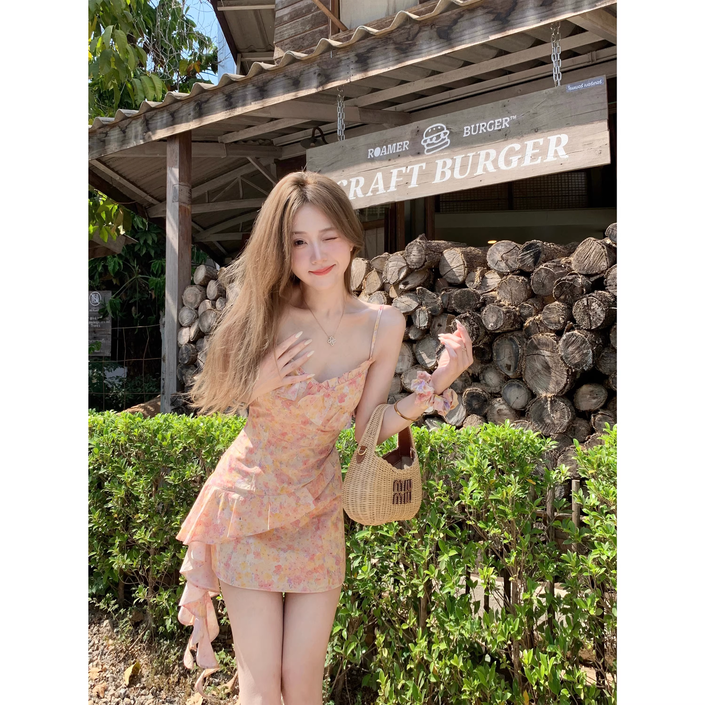 French retro oil painting floral dress  A21