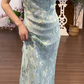 Robe de soirée longue sirène colorée à paillettes, tenue de remise de diplôme fg8362