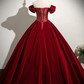 Wine Red Velvet Off Shoulder Long Prom Dress, Wine Red Sweetheart Party Dress Evening Dress  fg8737