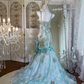 Blue Mermaid Lace Prom Party Dress Evening Dress Birthday Dress  fg8647