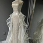 Chic White Tulle and Sequins Long Prom Dress, Halter A-line Party Dress Evening Dress  fg8719