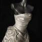 Gentle A Line Strapless Pleated White Satin Long Wedding Dress fg8460