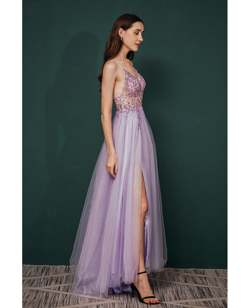 A-Linie Lila Lange Ballkleider Party Abendkleider fg3086