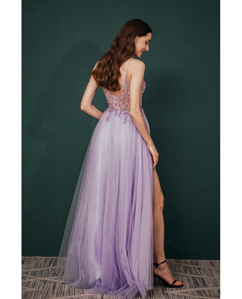 A-Linie Lila Lange Ballkleider Party Abendkleider fg3086