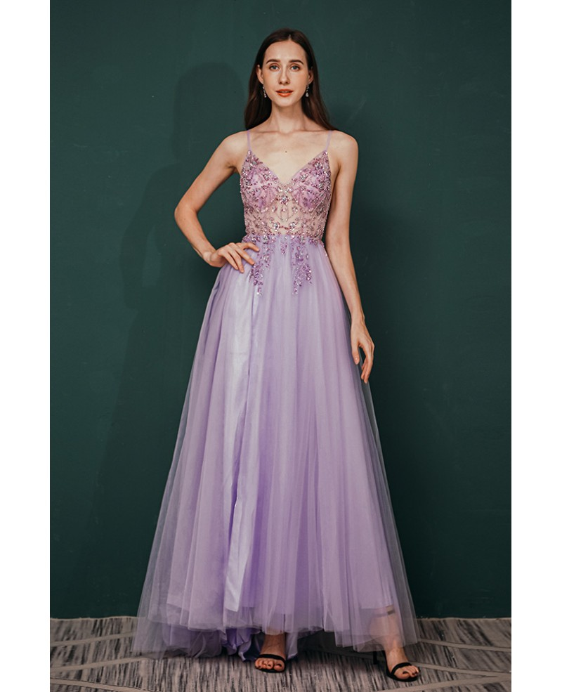 A-Linie Lila Lange Ballkleider Party Abendkleider fg3086
