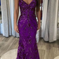 Designer Spaghettiträger Langes Meerjungfrau Ärmelloses Ballkleid fg4826