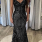 Designer Spaghettiträger Langes Meerjungfrau Ärmelloses Ballkleid fg4826