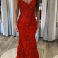 Designer Spaghettiträger Langes Meerjungfrau Ärmelloses Ballkleid fg4826