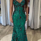 Designer Spaghettiträger Langes Meerjungfrau Ärmelloses Ballkleid fg4826