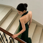 Sexy Halter Ombre Green Chiffon Backless Long Prom Dress Evening Dress       fg4892