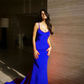 Sexy Mermaid Spaghetti Straps Red Prom Dress Wedding Guest Dresses   fg5028