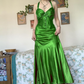 Neckholder A-Linie Satin Langes Ballkleid Vintage Formales Partykleid fg5843