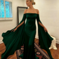 Wedding Dresses Soft Satin Long Floor Length Open Back Simple Bridal Gown With Detachable Flare Sleeves       fg6409