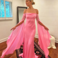 Wedding Dresses Soft Satin Long Floor Length Open Back Simple Bridal Gown With Detachable Flare Sleeves       fg6409