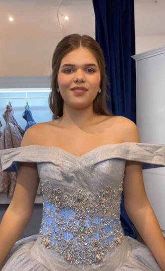 A Line Light Blue Off The Shoulder Quinceanera Dress Ball Gown      fg6547