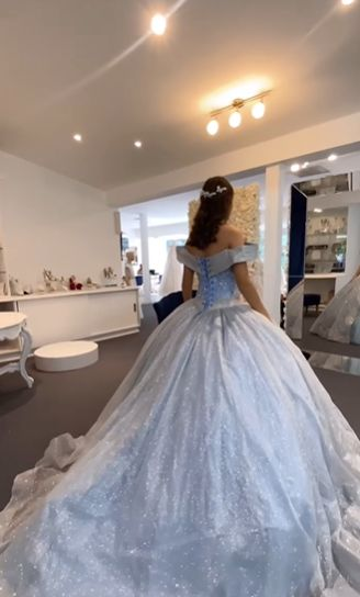A Line Light Blue Off The Shoulder Quinceanera Dress Ball Gown      fg6547