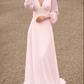 Elfenbeinfarbenes Spitzen-Brautkleid, Langarmkleid mit Knopfleiste hinten und langer Schleppe, Spitze und Chiffon, Brautkleider fg6636