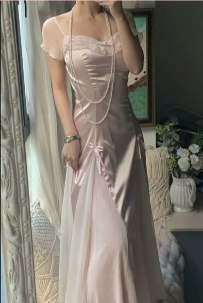 Baby pink vintage Evening Dresses        fg6691