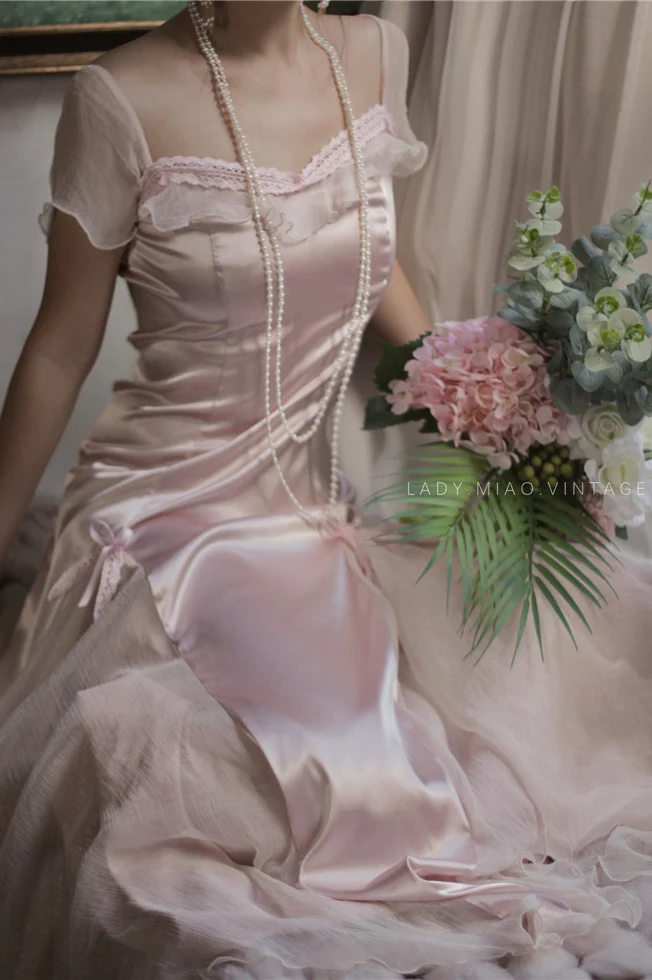 Baby pink vintage Evening Dresses        fg6691