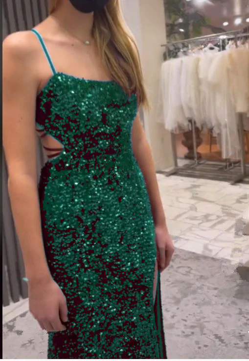 Lange Abendkleider Meerjungfrau Pailletten Ballkleid mit Schimmer fg6711