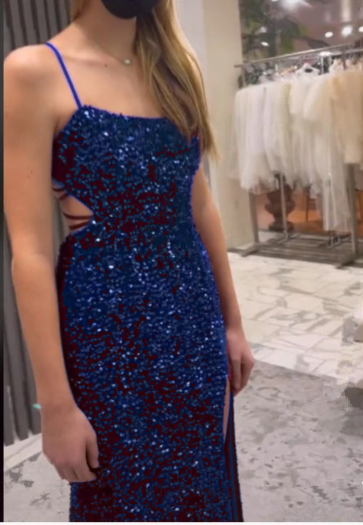 Lange Abendkleider Meerjungfrau Pailletten Ballkleid mit Schimmer fg6711