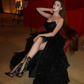 Multi-layer Shiny Elegant Dresses for Women,Luxury Party Dress,Black Prom Dress        fg6756