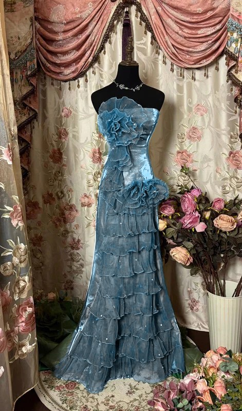 Robe de bal longue bustier verte, robe de soirée longue fg7146