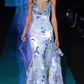 Mermaid Embroidered Long Prom Dress,Deep V Neck Evening Dress With Slit     fg7305