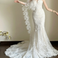 Luxury Women's Elegant Wedding Dresses Lace Side Split Sexy Princess Bridal Gown       fg7317
