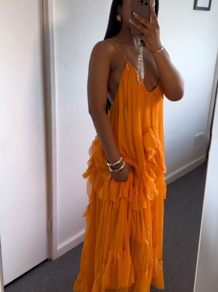 Sexy Orange Dress Long Evening Party Gowns   fg7448