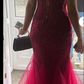 Burgundy mermaid style corset prom dress  fg7643