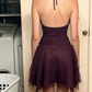 Dark Purple Tulle Prom Homecoming Dress Short Party Dress    fg7700