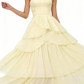 A Line Strapless Pale Yellow Long Party Dress Evening Dress Prom Dresses    fg7834
