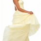 A Line Strapless Pale Yellow Long Party Dress Evening Dress Prom Dresses    fg7834